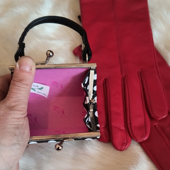 Tik Tok Polka Dot Black and White Handbag. Vegan Leather. Keychain Holder. - Picture 2 of 4